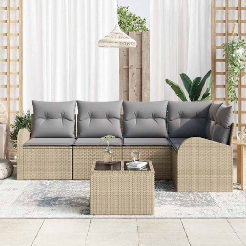 Zestaw Sof z poduszką 6 pcs Beżowy Poliester