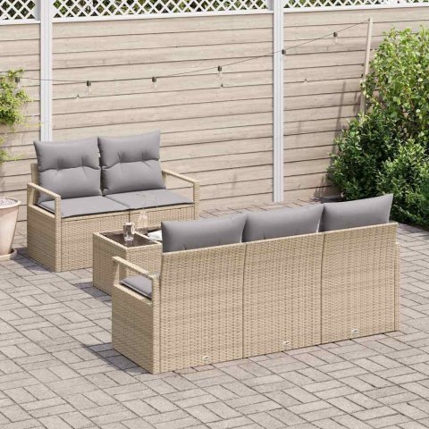 Zestaw Sof 6 pcs Beżowy i szary polirattan