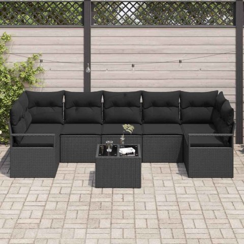 Zestaw Sof 8 pcs Czarny polirattan