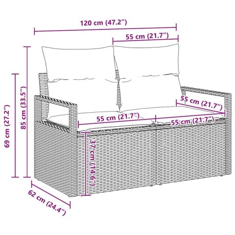 Zestaw Sof 8 pcs Szary polirattan