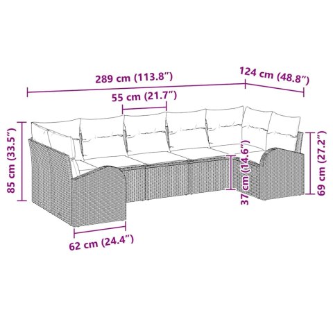 Zestaw Sof na Ogród z poduszką 7 pcs Beżowy Rattan poli