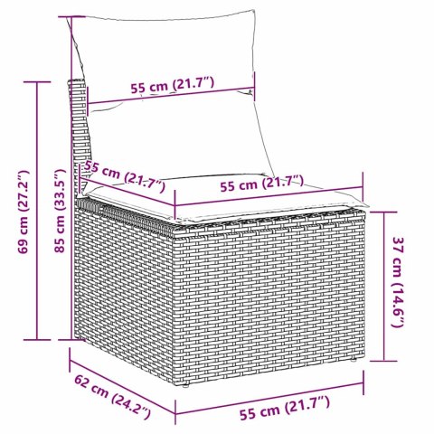Zestaw Sof na Ogród z poduszką 7 pcs Beżowy Rattan poli