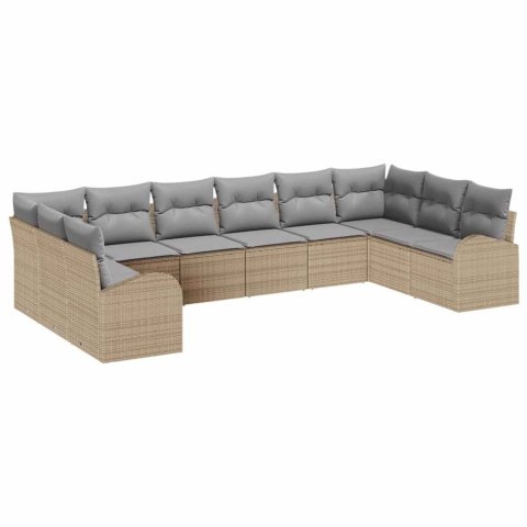 Zestaw Sof z poduszką 10 pcs Beżowy Technorattan