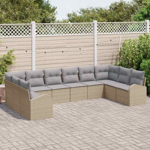 Zestaw Sof z poduszką 10 pcs Beżowy Technorattan