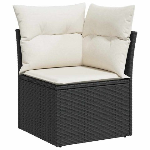 Zestaw Sof z poduszką 10 pcs Czarny Rattan poli