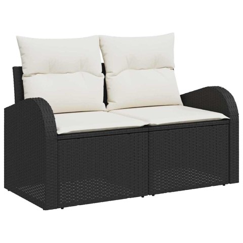 Zestaw Sof z poduszką 10 pcs Czarny Rattan poli