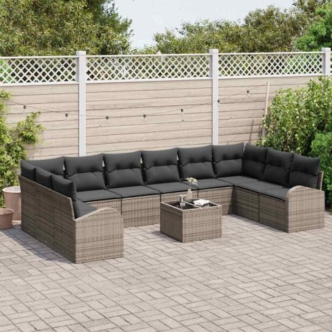 Zestaw Sof z poduszką 11 pcs Szary Technorattan