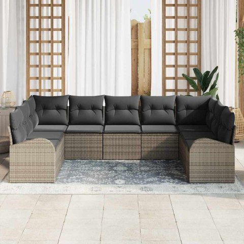 Zestaw Sof z poduszką 9 pcs Szary Rattan poli