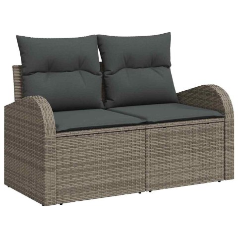 Zestaw Sof z poduszką 9 pcs Szary Rattan poli