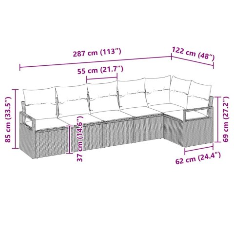 Zestaw Sof 6 pcs Czarny polirattan