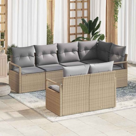 Zestaw Sof 7 pcs Beżowy polirattan