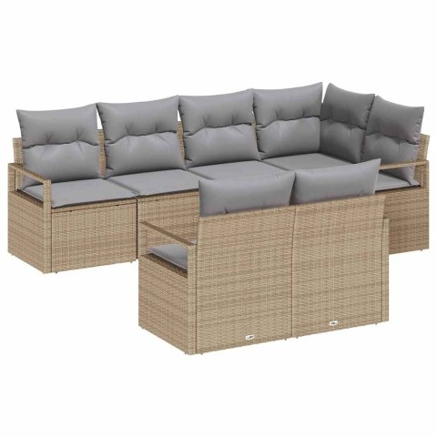 Zestaw Sof 7 pcs Beżowy polirattan