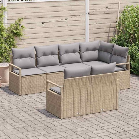 Zestaw Sof 7 pcs Beżowy polirattan