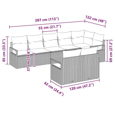 Zestaw Sof 8 pcs Brązowy polirattan