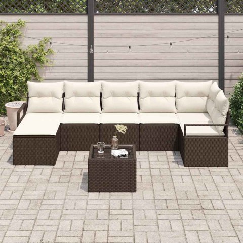 Zestaw Sof 8 pcs Brązowy polirattan