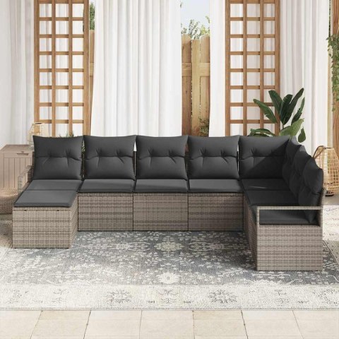 Zestaw Sof na Ogród 8 pcs Szary Polirattan