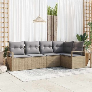 Zestaw Sof z poduszką 5 pcs Beżowy polirattan