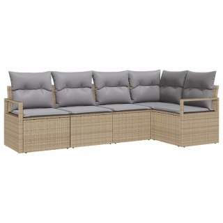 Zestaw Sof z poduszką 5 pcs Beżowy polirattan