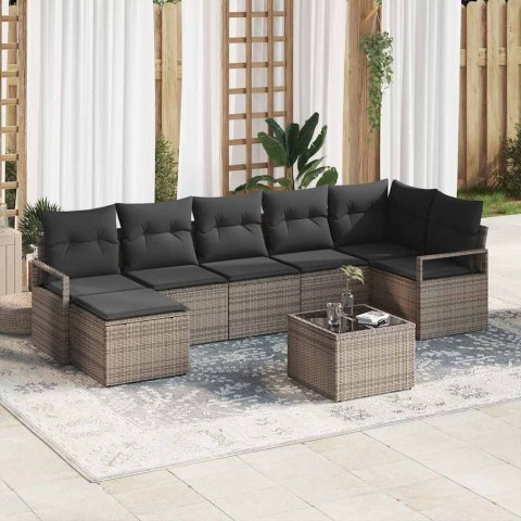 Zestaw Sof z poduszką 8 pcs Szary polirattan