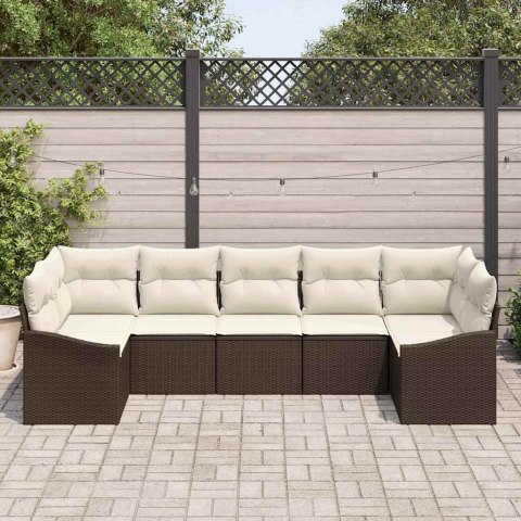 Zestaw Sof z poduszką 7 pcs Brązowy polirattan