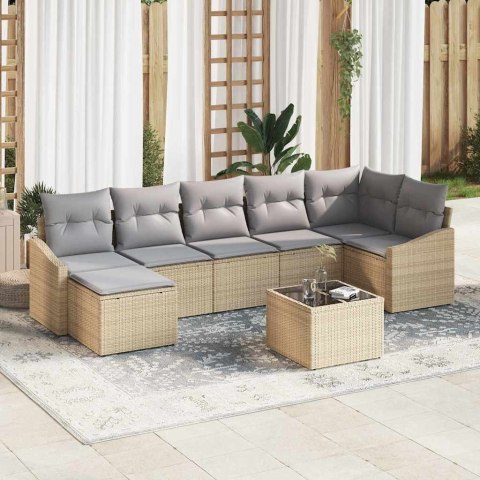 Zestaw Sof z poduszką 8 pcs Beżowy polirattan