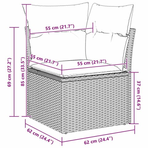 Zestaw Sof z poduszką 8 pcs Brązowy polirattan