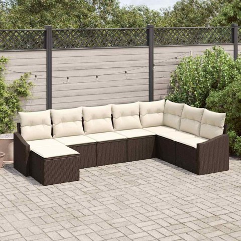 Zestaw Sof z poduszką 8 pcs Brązowy polirattan