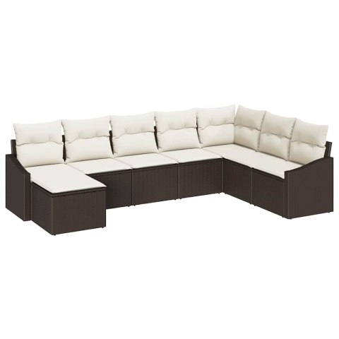Zestaw Sof z poduszką 8 pcs Brązowy polirattan