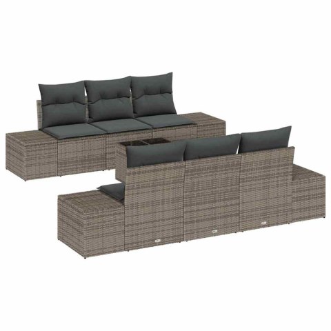 Zestaw Sof na Ogród 7 pcs Szary Polirattan