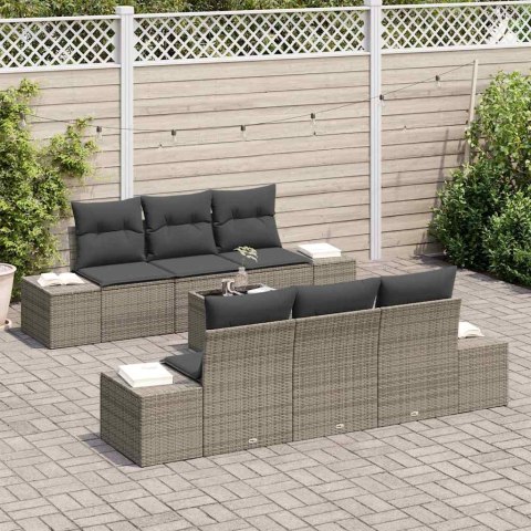 Zestaw Sof na Ogród 7 pcs Szary Polirattan