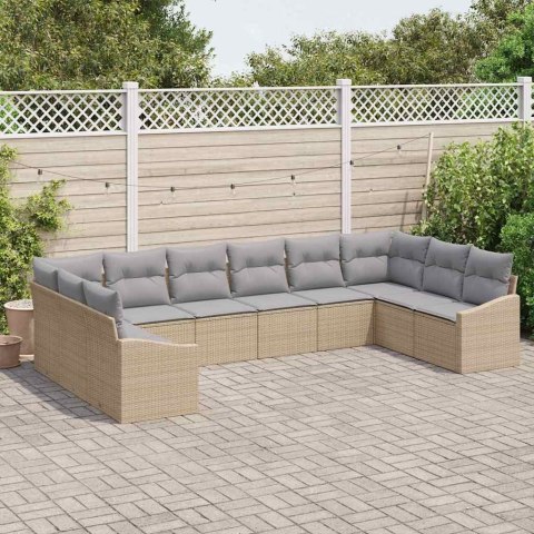 Zestaw Sof z poduszką 10 pcs Beżowy polirattan