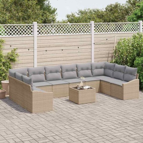 Zestaw Sof z poduszką 11 pcs Beżowy polirattan