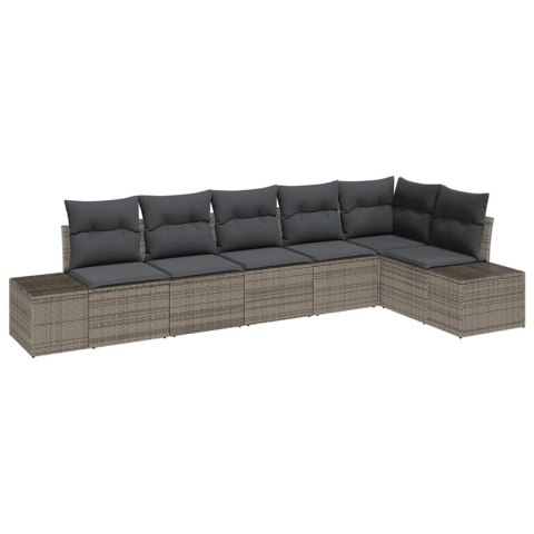 Zestaw Sof na Ogród z poduszką 6 pcs Szary polirattan