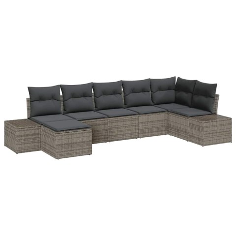 Zestaw Sof na Ogród z poduszką 7 pcs Szary polirattan