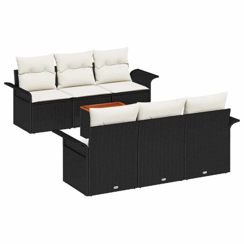 Zestaw Sof na Ogród 7 pcs Czarny Polirattan
