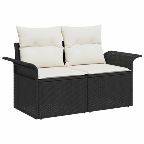 Zestaw Sof na Ogród 7 pcs Czarny Polirattan