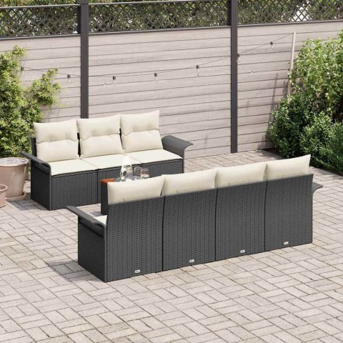 Zestaw Sof na Ogród 8 pcs Czarny Polirattan