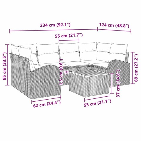 Zestaw Sof na Ogród 7 pcs Beżowy Polirattan
