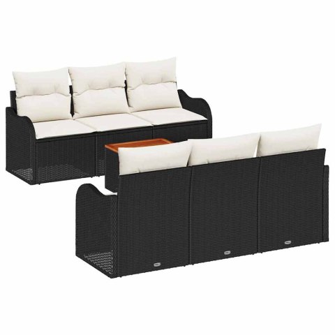 Zestaw Sof na Ogród 7 pcs Czarny Polirattan