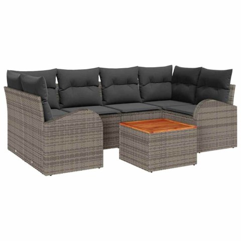 Zestaw Sof na Ogród 7 pcs Szary Polirattan