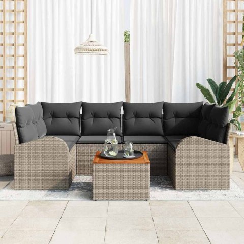 Zestaw Sof na Ogród 7 pcs Szary Polirattan