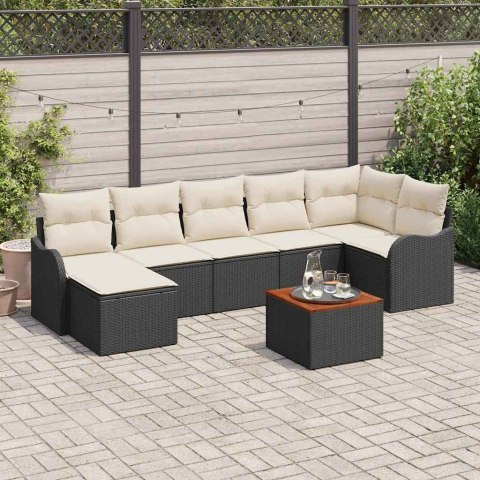 Zestaw Sof na Ogród 8 pcs Czarny Polirattan