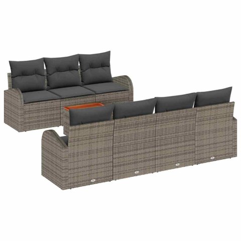 Zestaw Sof na Ogród 8 pcs Szary Polirattan