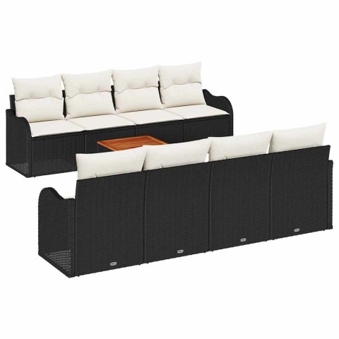 Zestaw Sof na Ogród 9 pcs Czarny Polirattan
