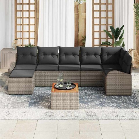 Zestaw Sof na Ogród 8 pcs Szary Polirattan