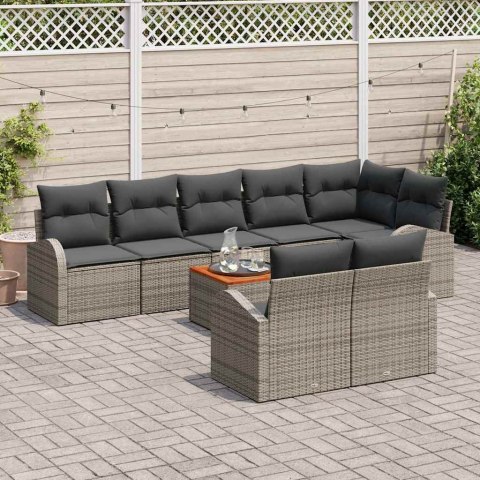 Zestaw Sof na Ogród 9 pcs Szary Polirattan