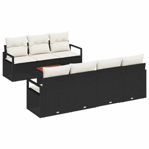 Zestaw Sof na Ogród z poduszką 8 pcs Czarny Polirattan