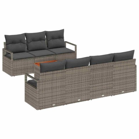 Zestaw Sof na Ogród z poduszką 8 pcs Szary Polirattan