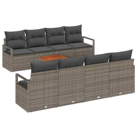 Zestaw Sof na Ogród z poduszką 9 pcs Szary Polirattan