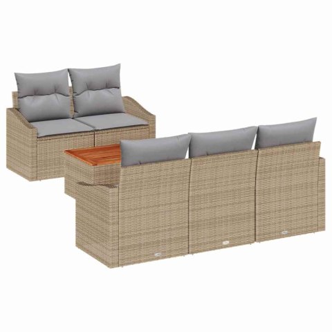 Zestaw Sof na Ogród z poduszką 6 pcs Beżowy Polirattan